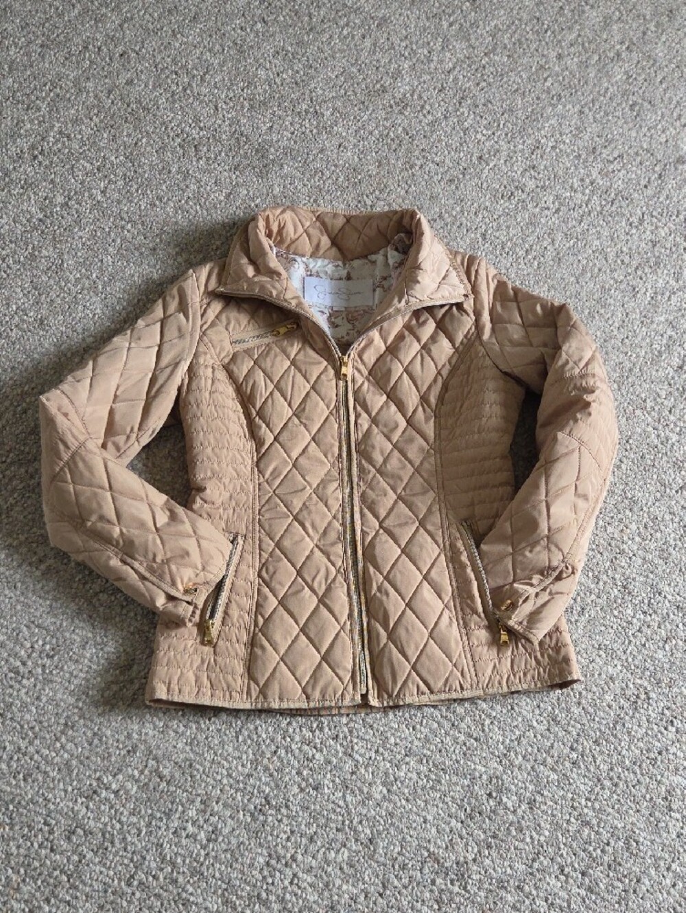 Jessica Simpson Quilted Puffer Jacket in Light Beige